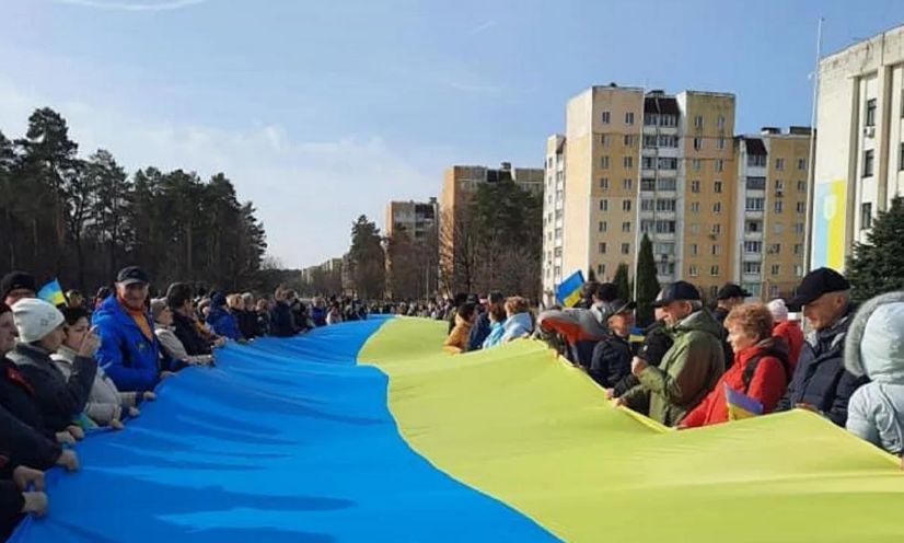 В Славутиче горожане вышли на проукраинские протесты.