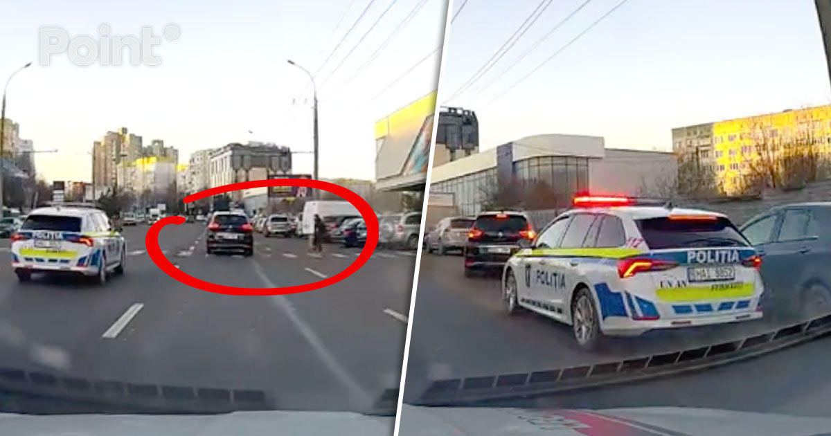 Prioritatea unui pieton, ignorată chiar sub ochii Poliției.