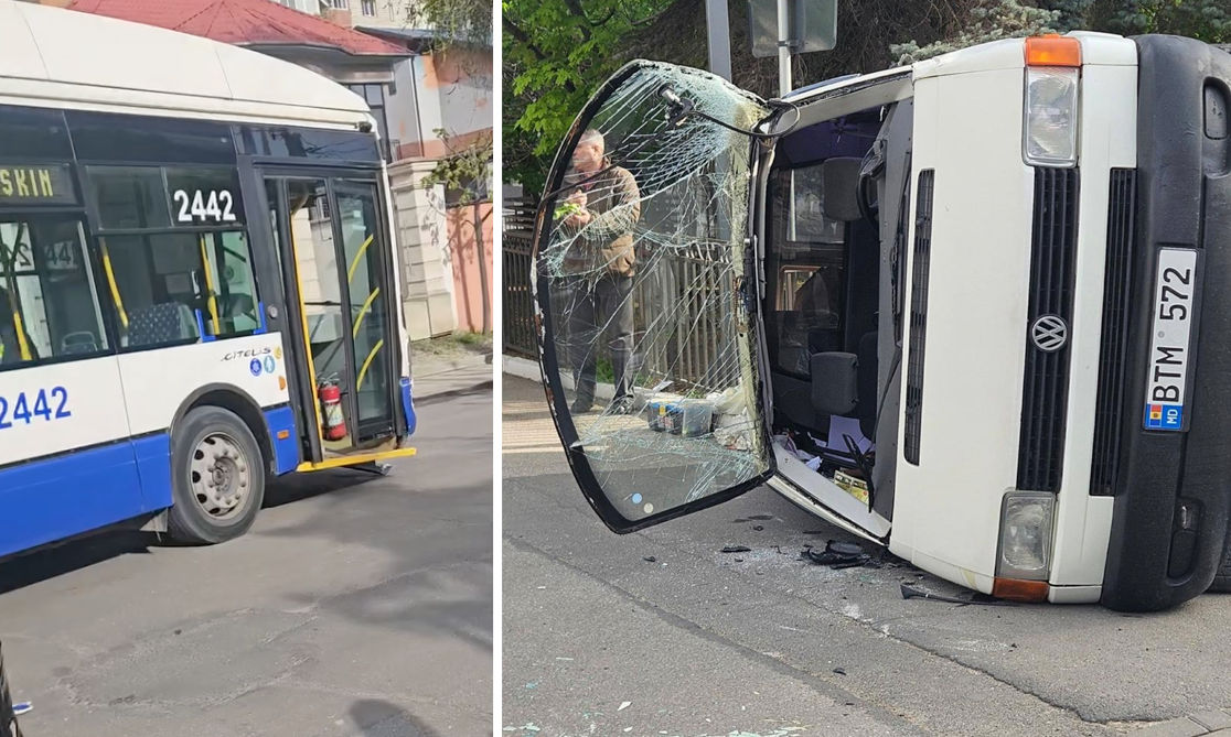 Accident cu implicarea unui troleibuz în Capitală.