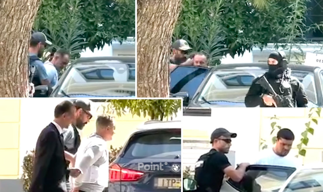 Плахотнюка и Цуцу сняли на видео перед зданием суда в Афинах.