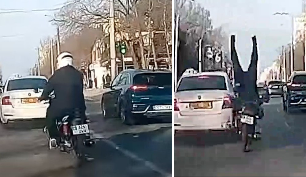 В Кишиневе мотоциклист сделал сальто после столкновения с автомобилем. Коллаж: Point.md