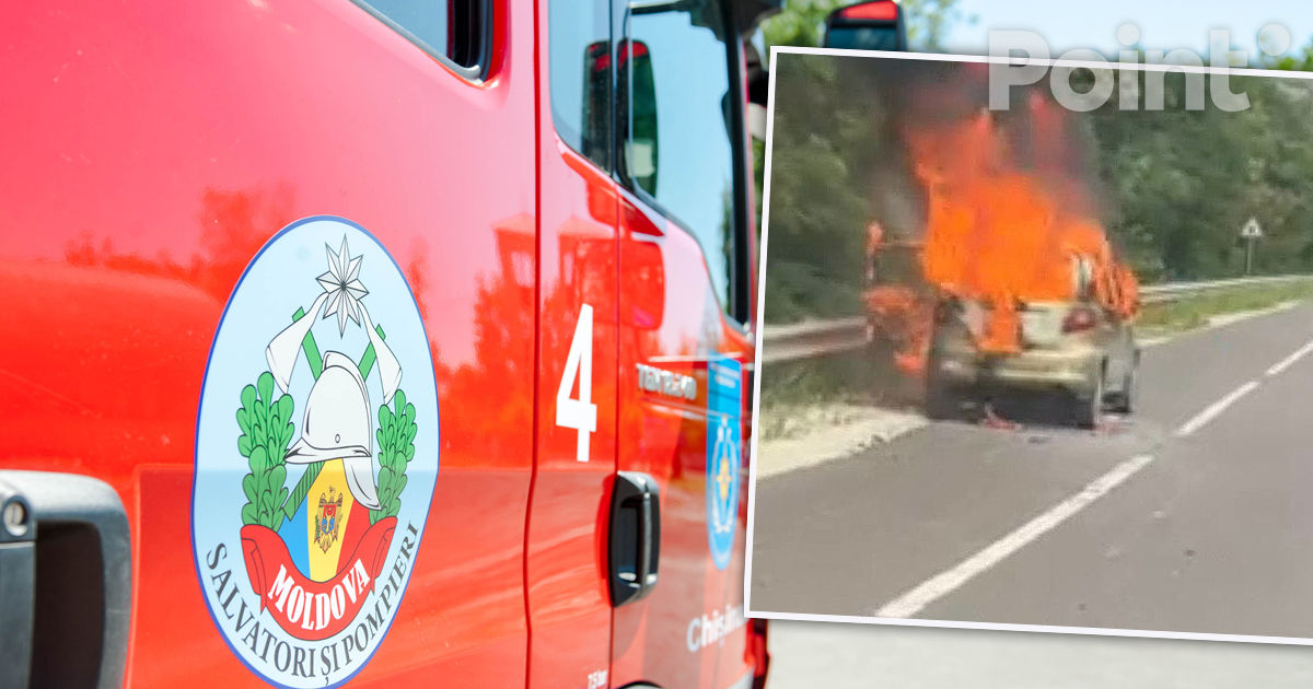 Un automobil, cuprins de flăcări în raionul Ungheni.