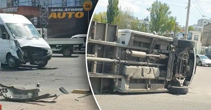В столичном секторе Чеканы произошло ДТП: перевернулся грузовик. Коллаж: Point.md