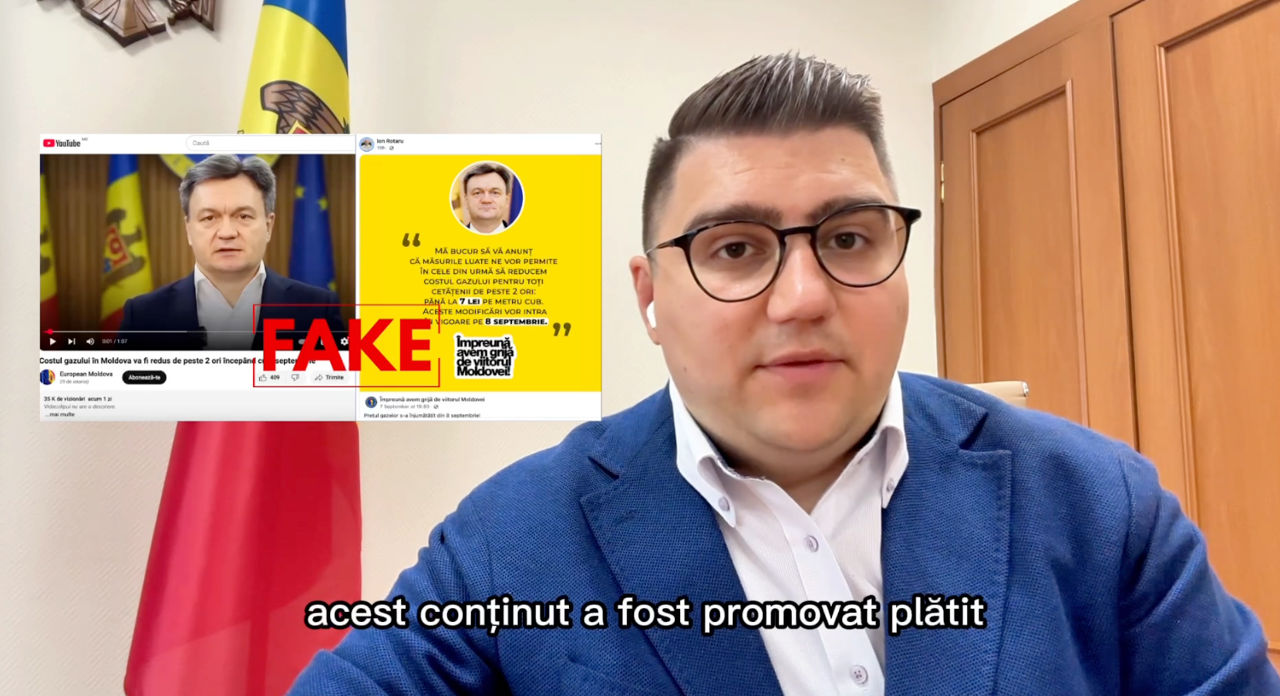Pe Internet circulă imagini video cu Recean, care promite reducerea tarifului la gaz: Este un fals.