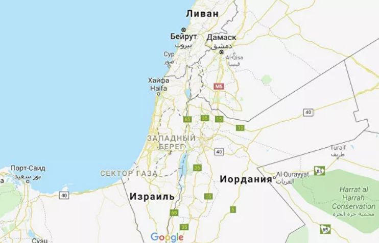 Карты Google перестали отображать Палестину
