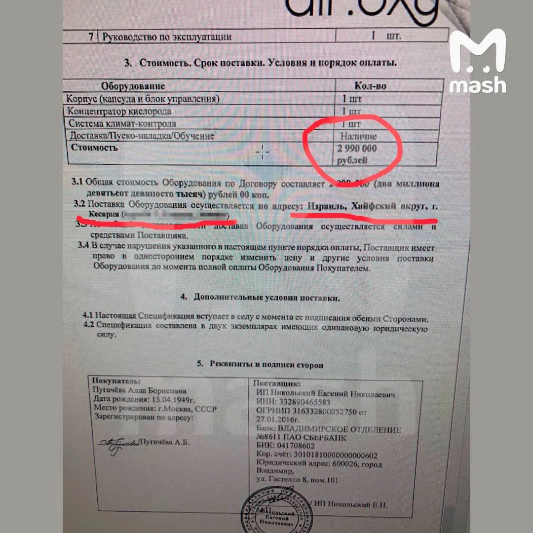 Пугачева купила барокамеру за 3 млн рублей