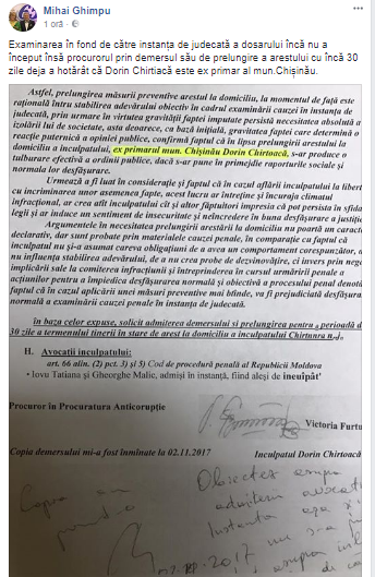 Mihai Ghimpu: Procurorul a hotărât că Dorin Chirtoacă este ex-primar al Capitalei