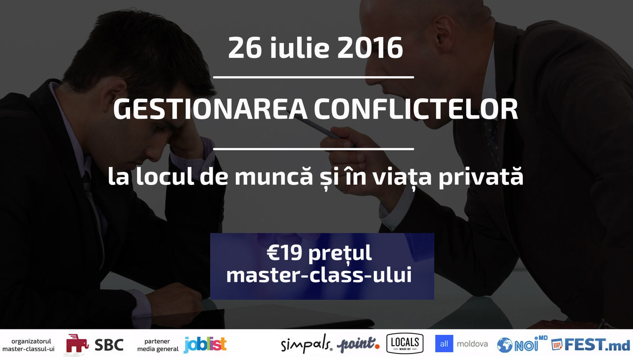 SBC propune atenției celor care vor să știe cum să evite și să soluționeze conflictele master-classul „Gestionarea conflictelor”