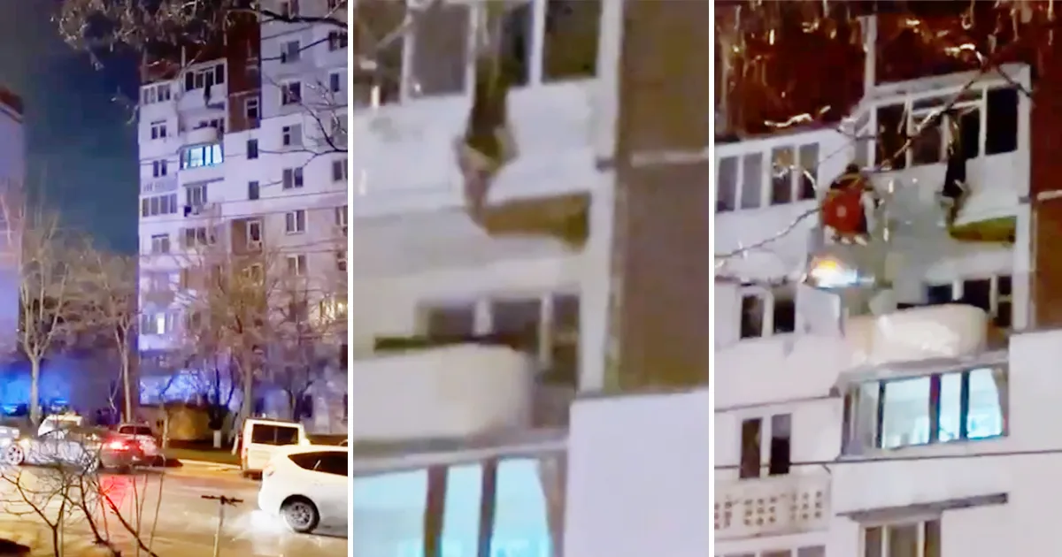 В столице женщина едва не упала с 9-го этажа: висела вниз головой