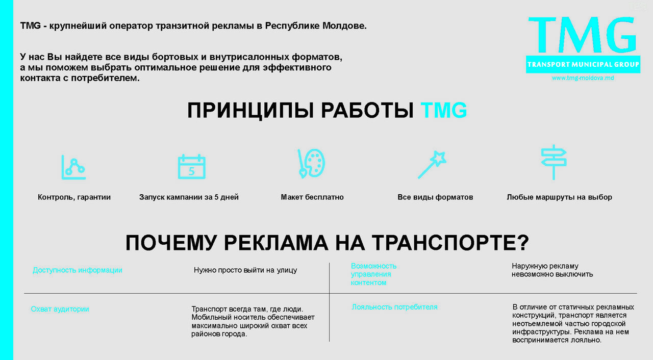 TMG – 10 дней лучших цен на наружную рекламу в Кишиневе ®