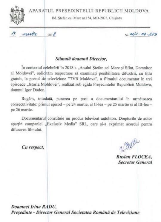 Dodon a cerut unui post TV să difuzeze gratuit fimul său