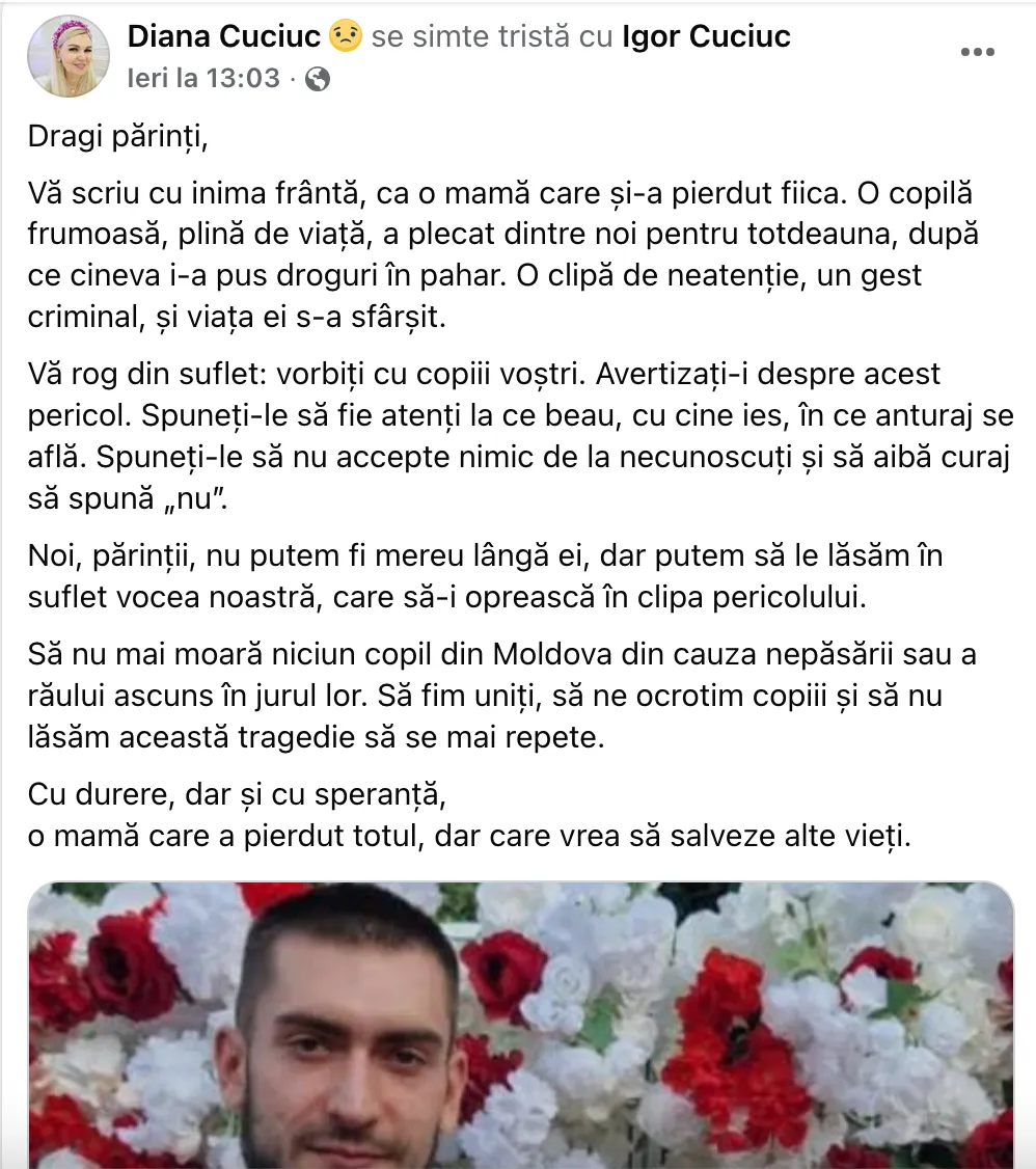 Diana Cuciuc, despre moartea fiicei sale: Cineva i-a pus droguri în pahar