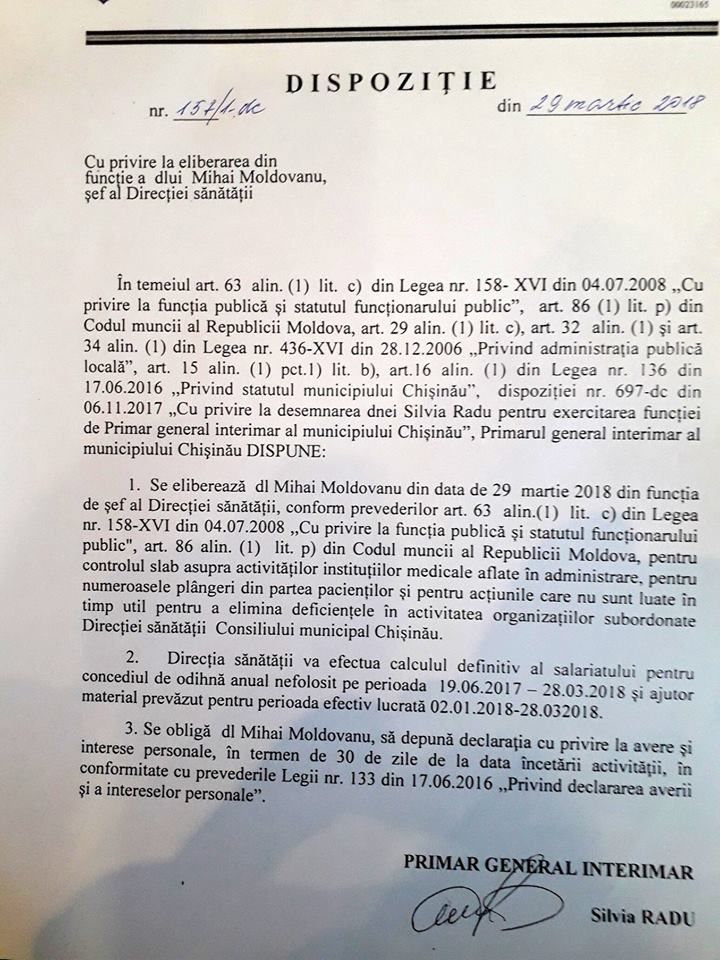 Șeful Direcției Sănătate, Mihai Moldovanu, demis de Slvia Radu