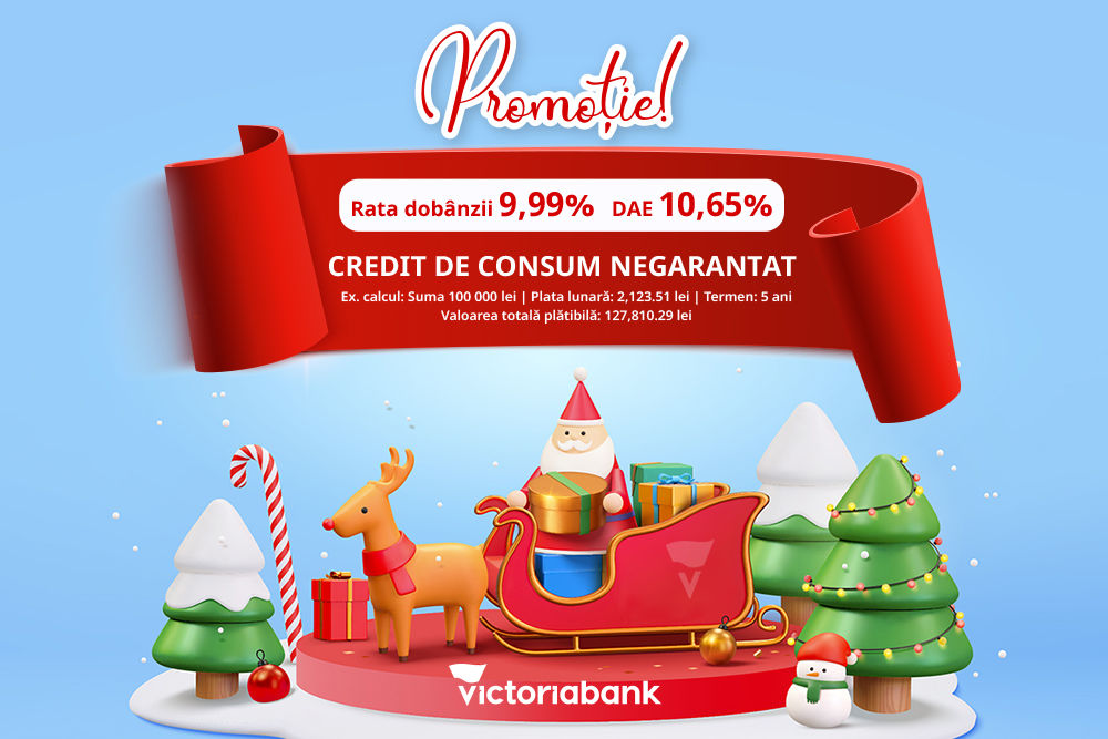Victoriabank предоставляет потребительский кредит с процентной ставкой всего 9,99%