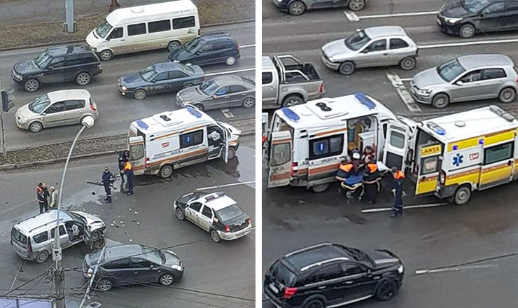 Машина скорой помощи попала в ДТП на Ботанике