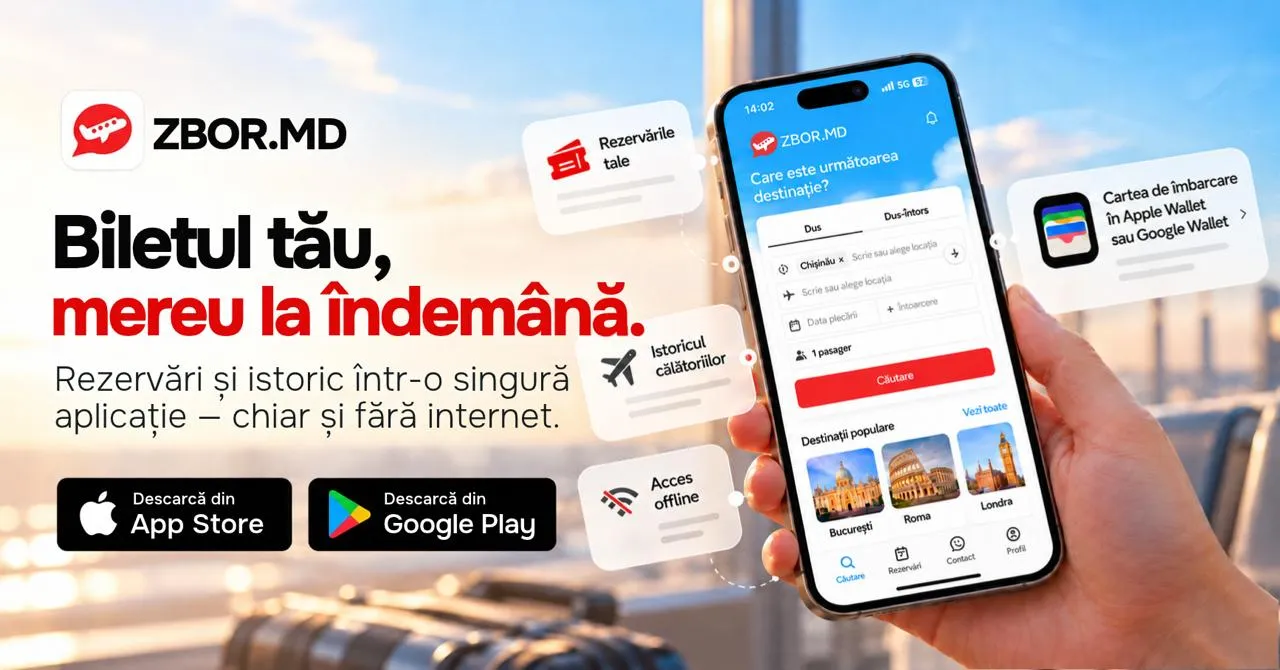 Zbor.md a creat o aplicație care vă ține istoricul zborurilor la îndemână, inclusiv offline