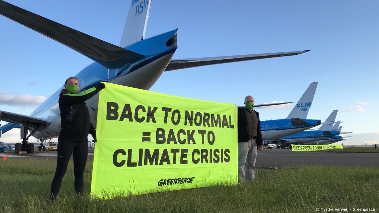 Члены Greenpeace протестуют против выплат авиакомпаниям