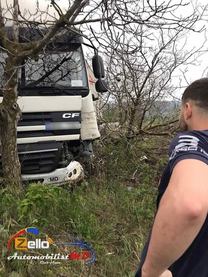 Водитель грузовика съехал с трассы и врезался в дерево