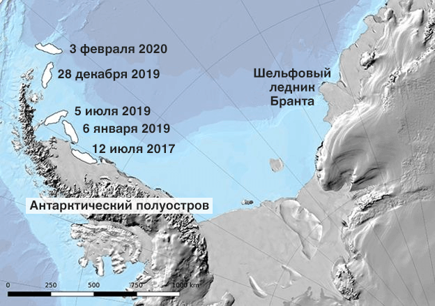 Айсберг размером в две Москвы движется в сторону Атлантики