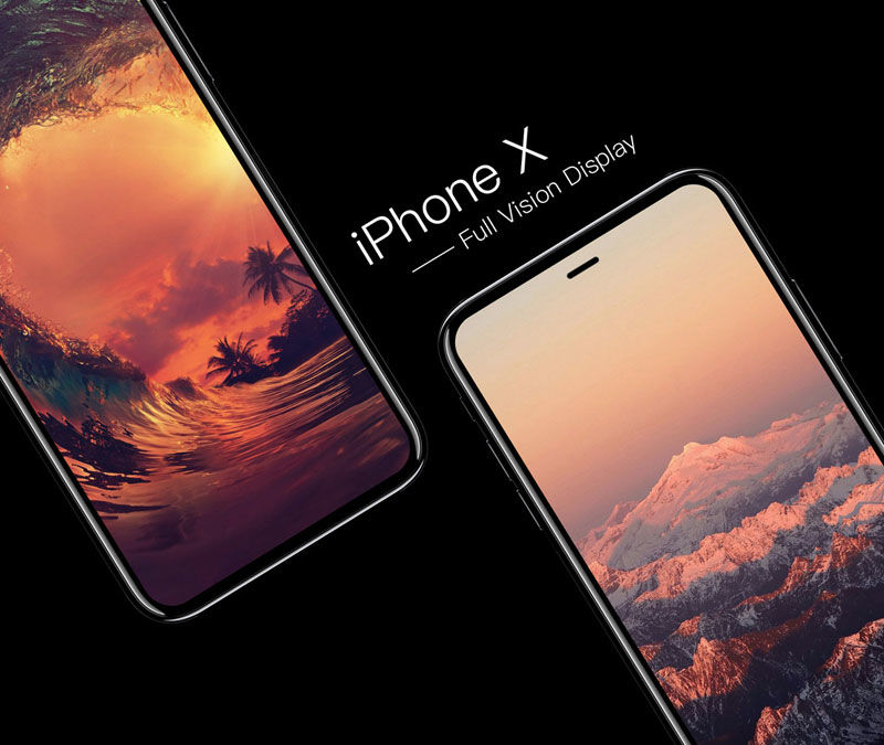 iPhone 8 с дисплеем «от края до края» рядом с iPhone 7
