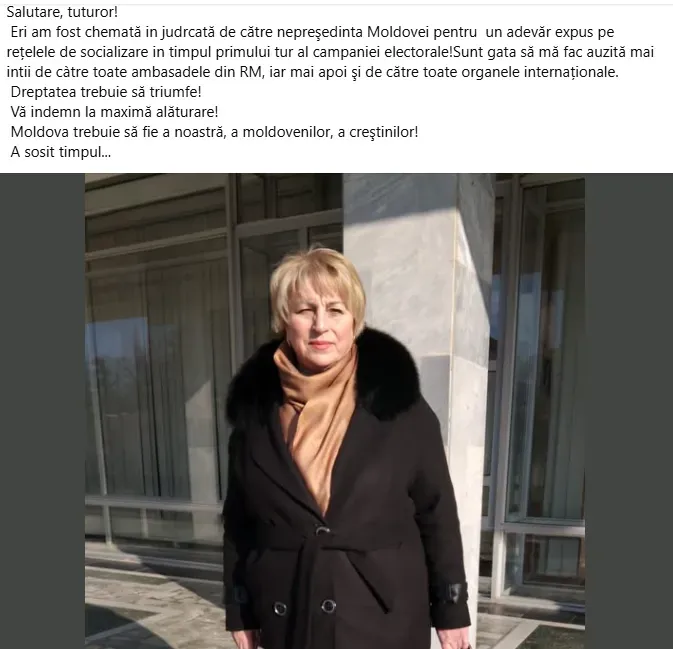 Mesajul femeii acţionate în judecată de către Sandu: Dreptatea trebuie să triumfe