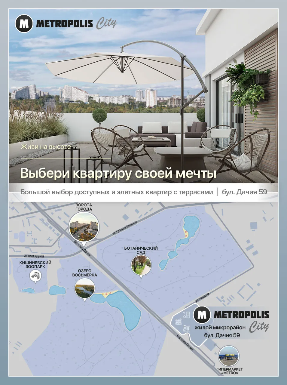 Metropolis City: Квартиры с террасами - эксклюзивное предложение в городе