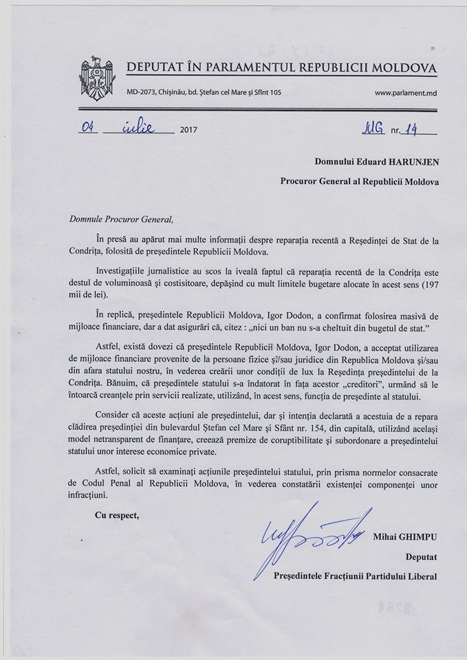 Ghimpu se ia de Dodon. Liberalul a sesizat Procuratura Generală