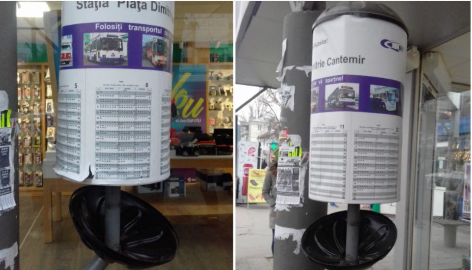 Continuă să fie deteriorate: Încă un panou rotativ-informativ dintr-o stație a fost vandalizat