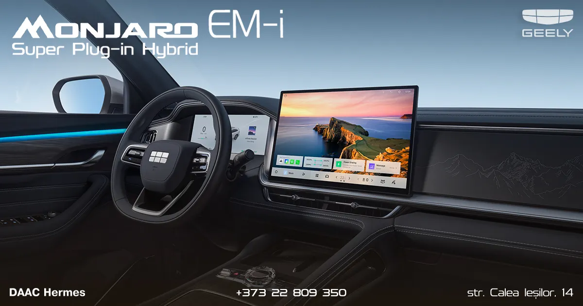 Geely App și 4G Internet în premieră în Moldova pe Geely Monjaro EM-i Super Plug-in Hybrid