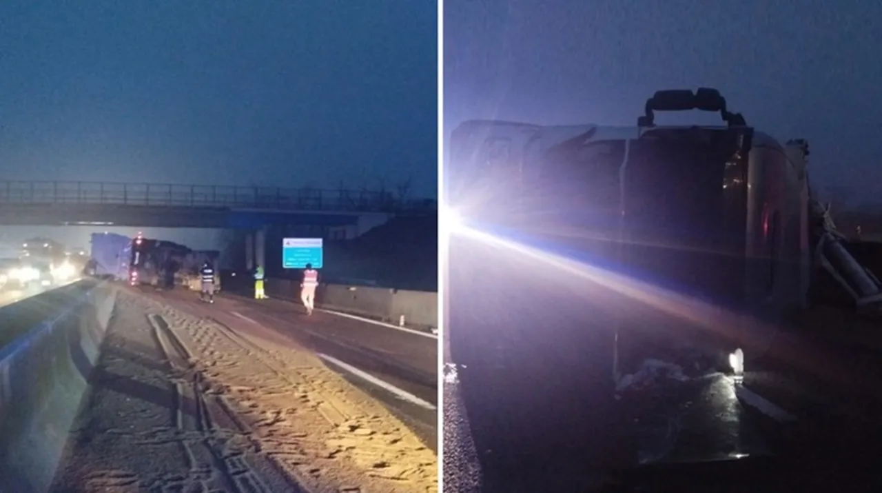 Un camion condus de un moldovean, răsturnat în Italia: Bărbatul, transportat la spital
