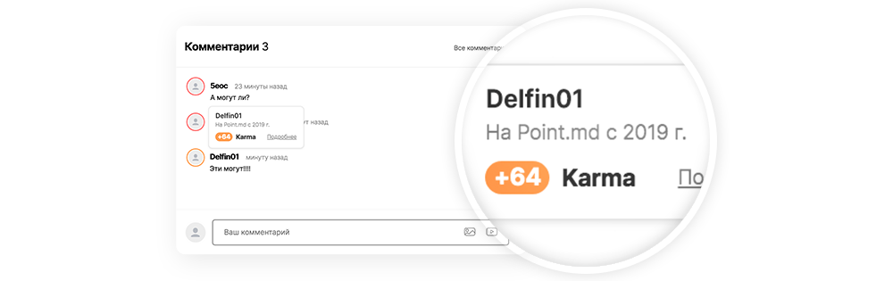 У пользователей Point.md появилась «Карма» на сайте