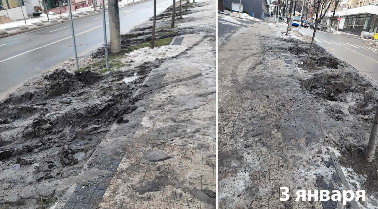 На улице Пушкина помыли тротуар, но там снова паркуются машины