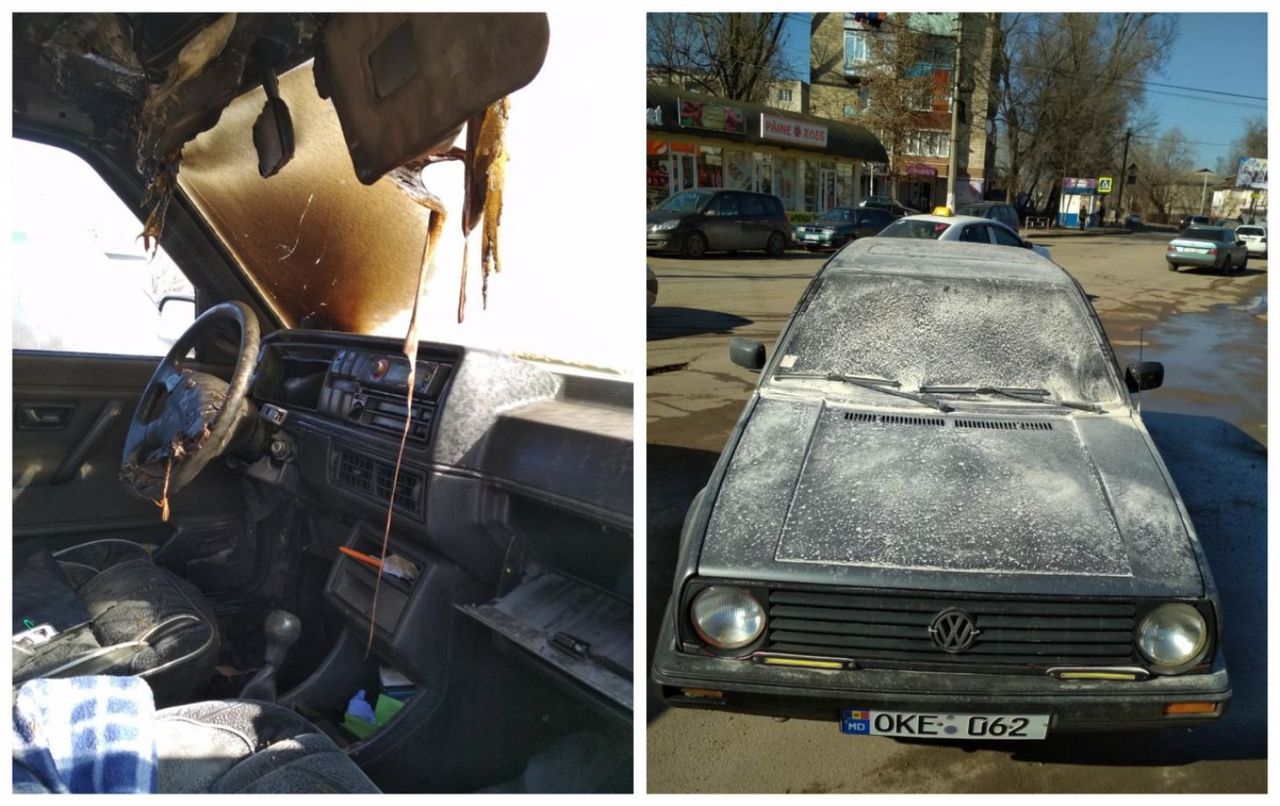 У Северного вокзала в Бельцах загорелся автомобиль