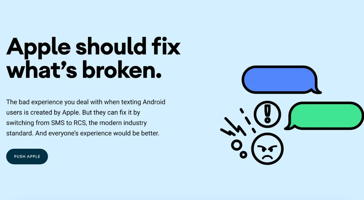 Google запустила сайт, призывающий Apple «починить SMS-сообщения»