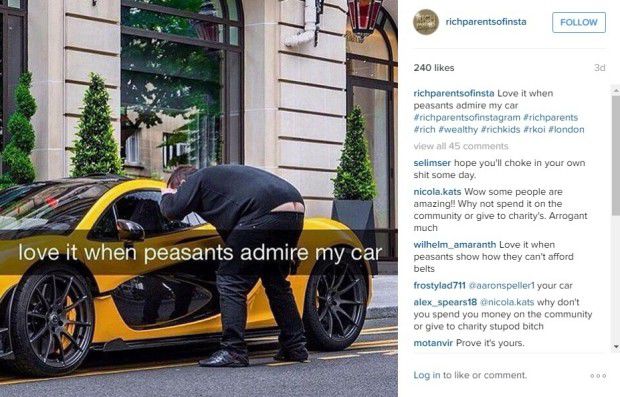 Viata luxoasa si aroganta a parintilor bogati de pe Instagram: "Astazi, m-am gandit sa mananc niste mancare de tarani"