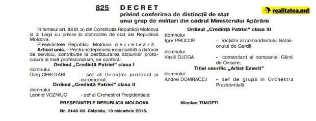 Ajuns la final de mandat, președintele Nicolae Timofti și-a decorat și bodyguarzii