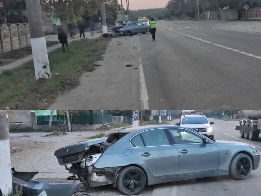 В Сынжерейском районе водитель за рулем BMW врезался в столб