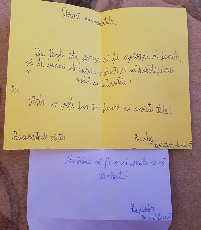 Un copil necunoscut lasă în cutii poștale din Zalău scrisori de mână cu mesaje de Paște