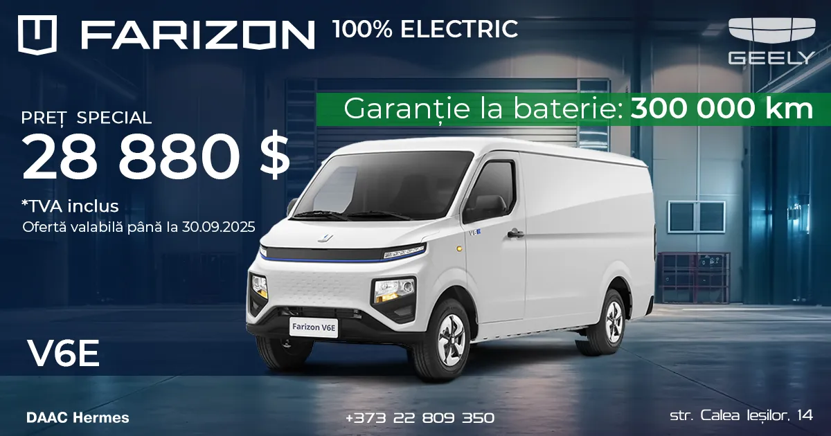 Gelly: Furgonul electric Farizon la prețul special de 28.880 de dolari, TVA inclus