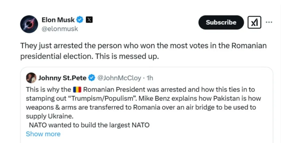 Musk, reacție după ce Georgescu a fost arestat: Este greșit
