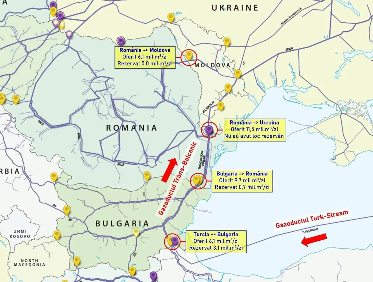 Gazprom nu a făcut rezervări de capacitate pentru luna februarie pe gazoductul transbalcanic