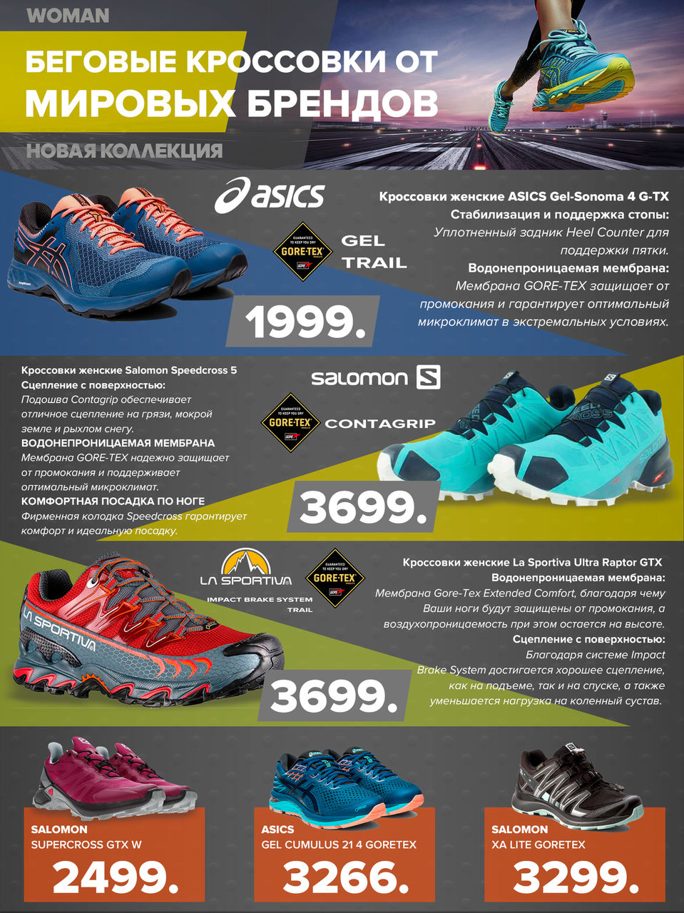 Sportlandia: лучшие беговые кроссовки от мировых брендов Asics, Salomon, La Sportiva