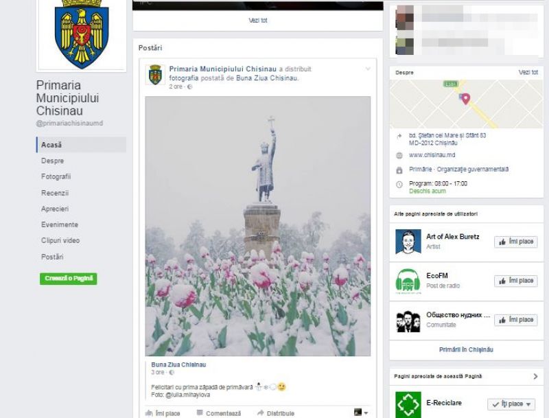 Reacția Primăriei Chișinău la ninsoarea din mijlocul primăverii