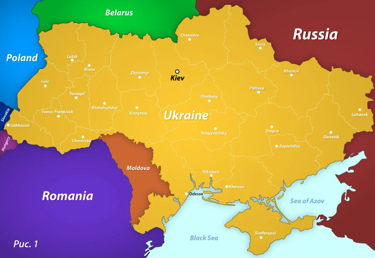 Медведев опубликовал карту Украины, состоящей из одной области