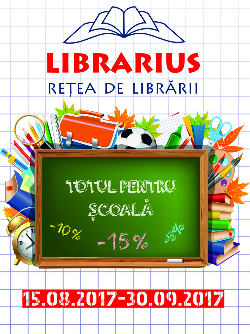 Reduceri la rechizitele școlare în rețeaua Librarius ®