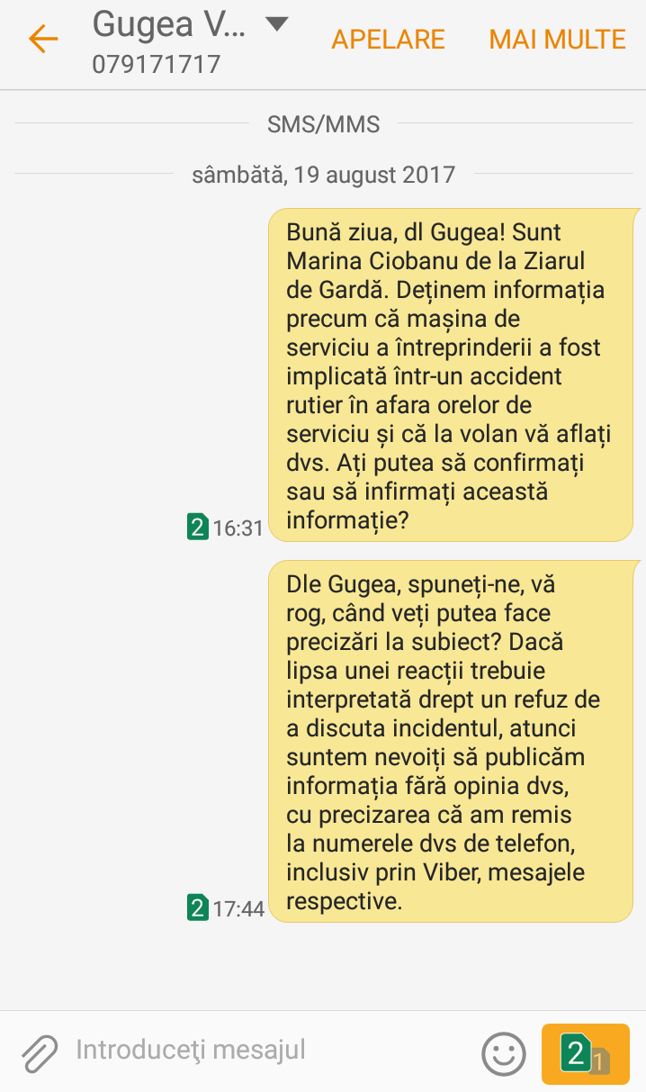 Mașina de serviciu a șefului MoldATSA ar fi fost implicată într-un accident rutier