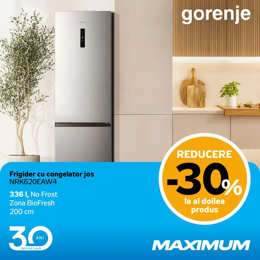 Maximum 30 лет  — получите скидку 30% или кэшбэк 30% на технику Gorenje и Hisense