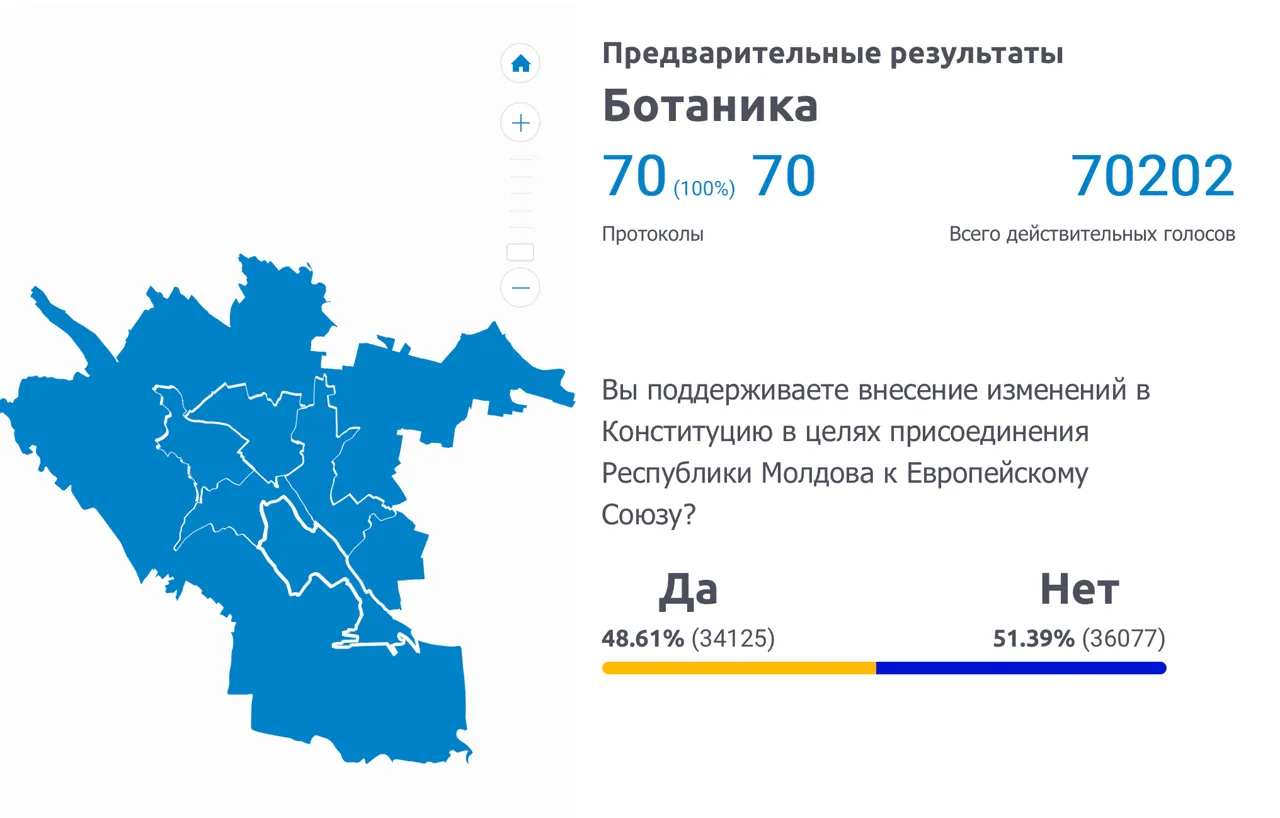 Жители Кишинева ответили "да" на референдуме, против только на Ботанике