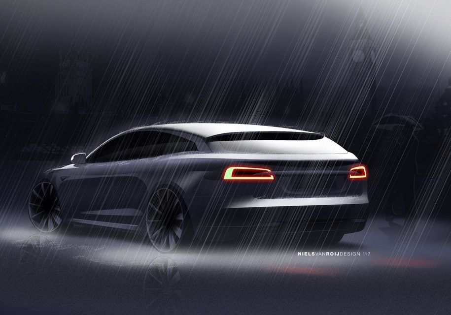 В Сети появились эскизы электрического универсала на базе Tesla Model S