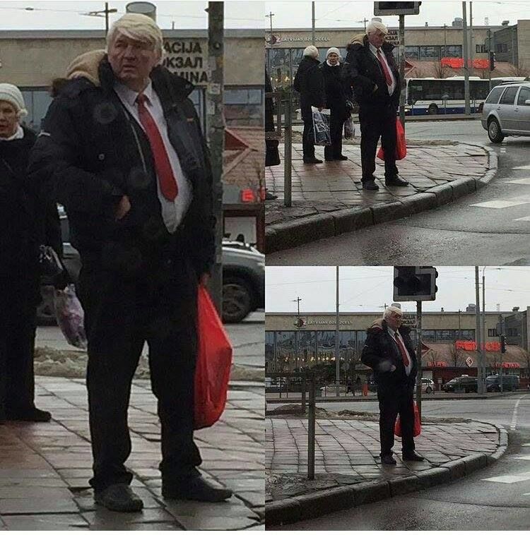В Риге водитель автобуса стал известным благодаря сходству с Трампом